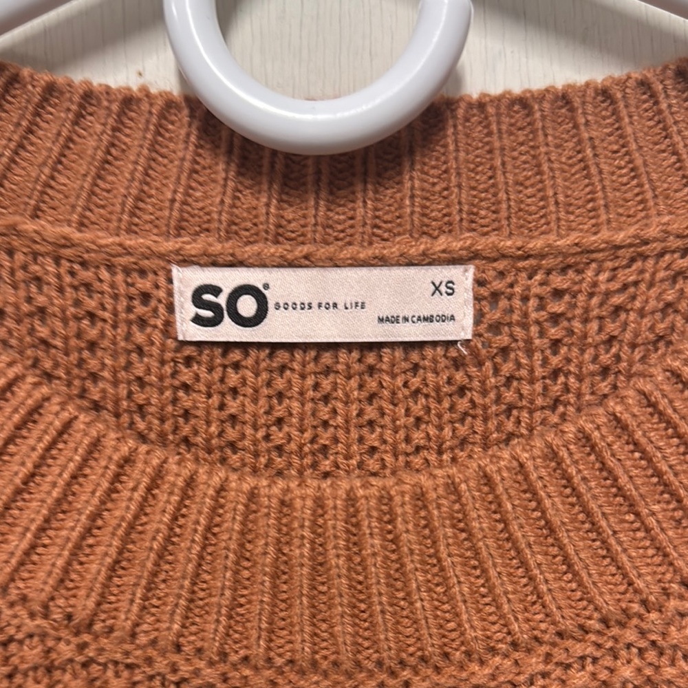 SO Orange Textured Crew Neck Sweater - Picture 4 of 5